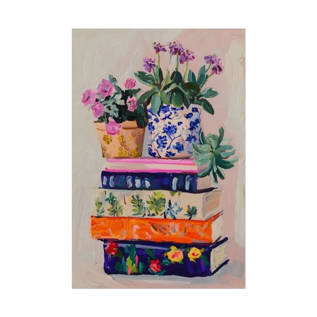Painted Stack Of Books Unframed Poster