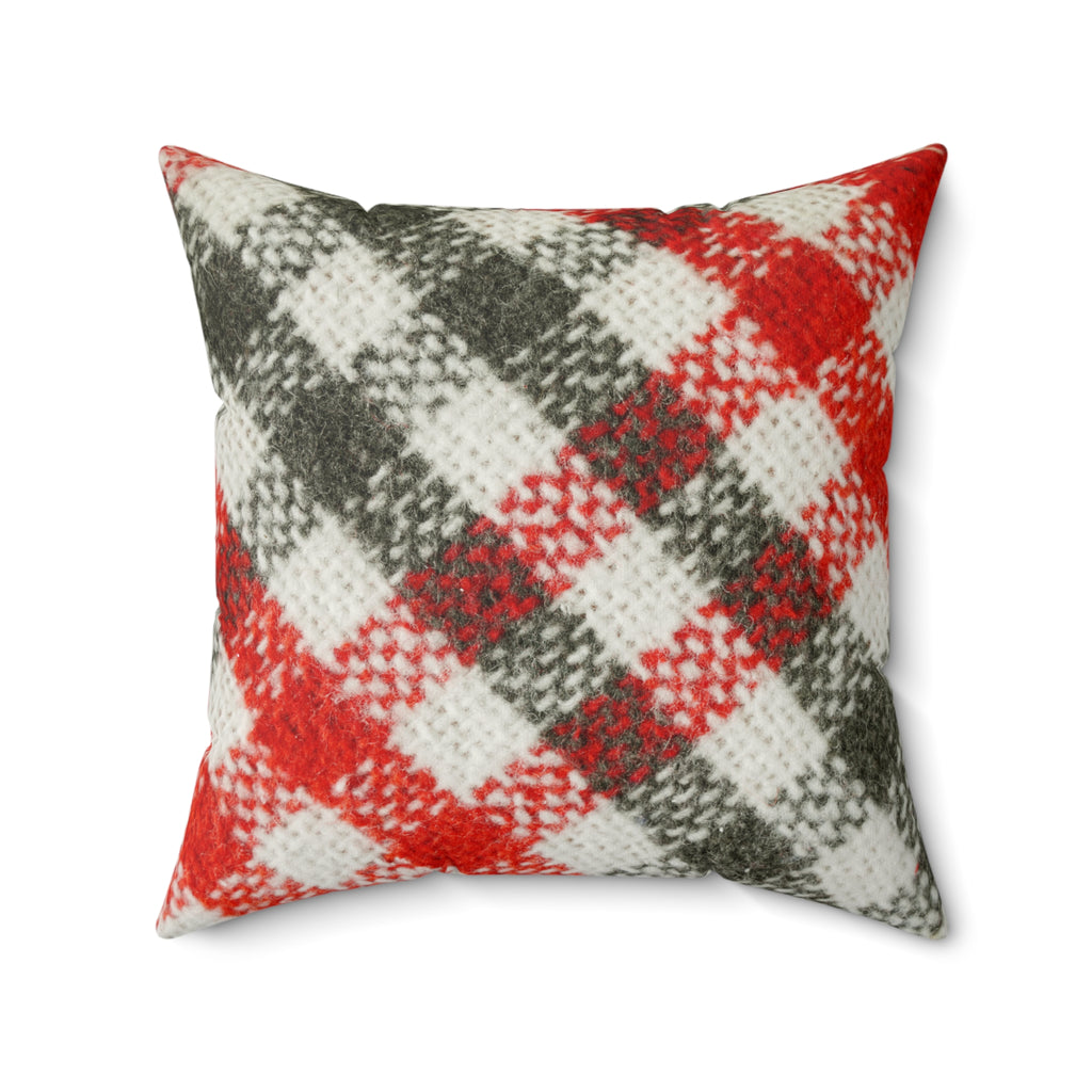 Red & Green Plaid Print Pillow