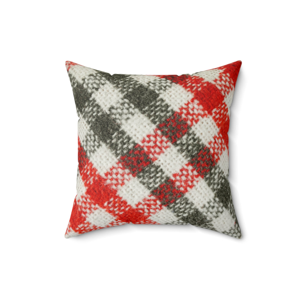 Red & Green Plaid Print Pillow