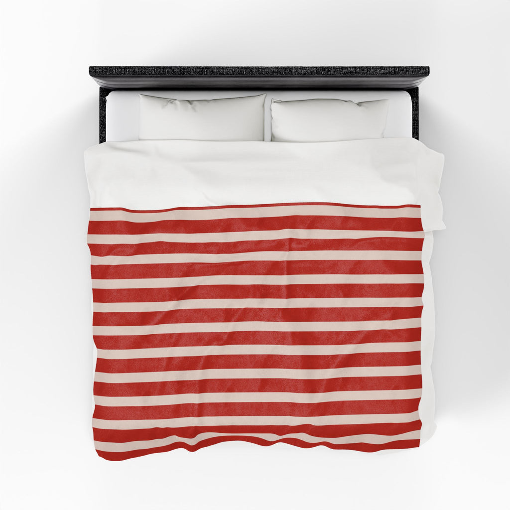 Beige & Red Striped Oversized Throw Blanket By Little Grace Co.