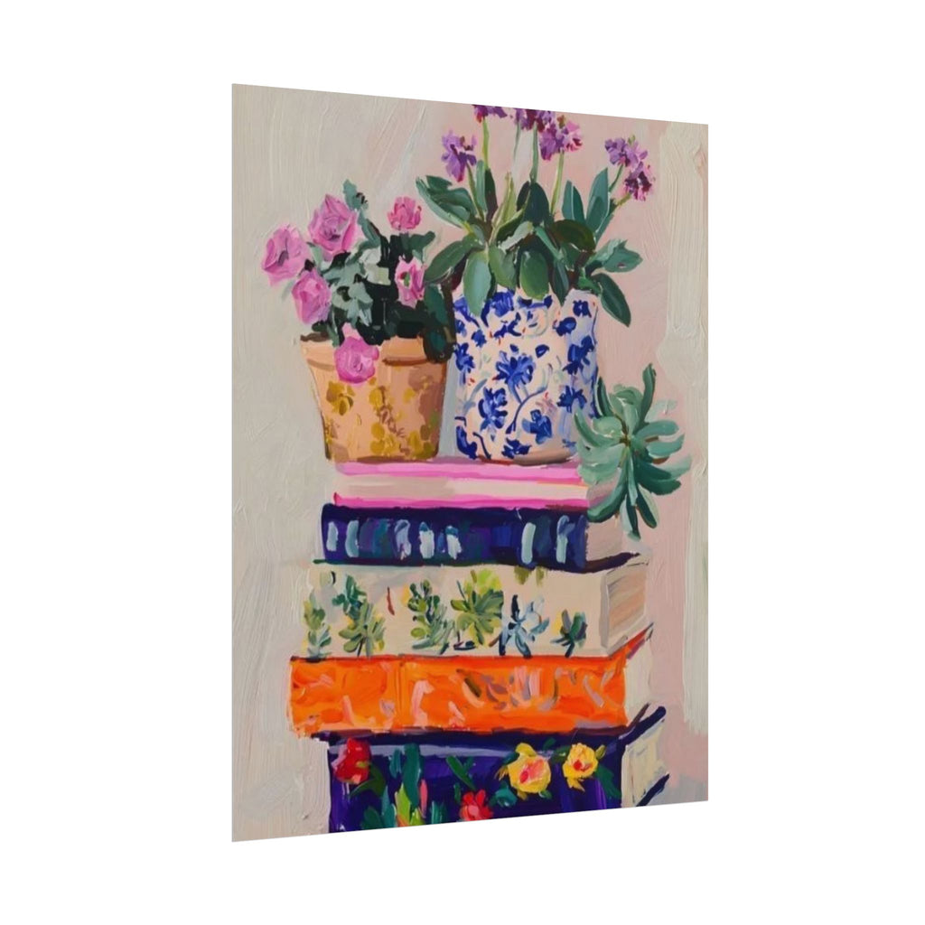 Painted Stack Of Books Unframed Poster