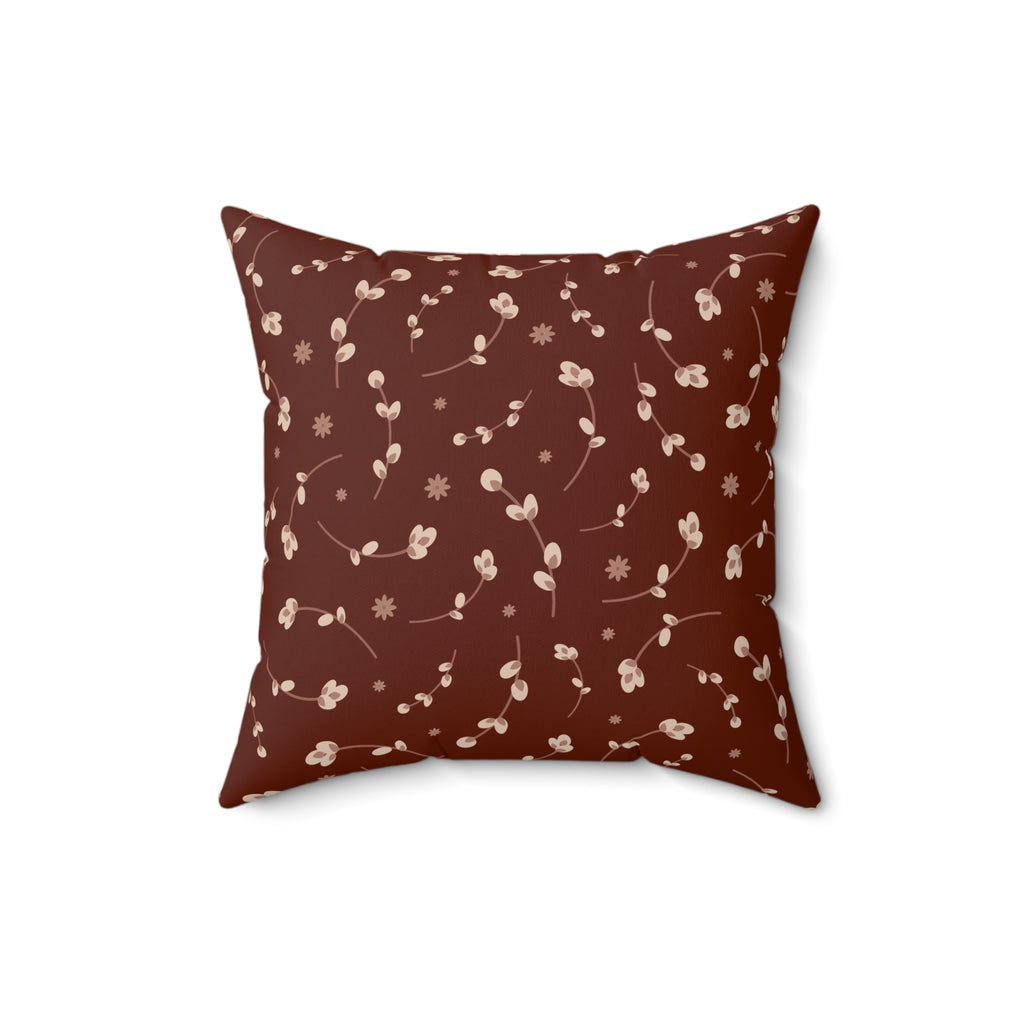 Rust Floral Accent Pillow