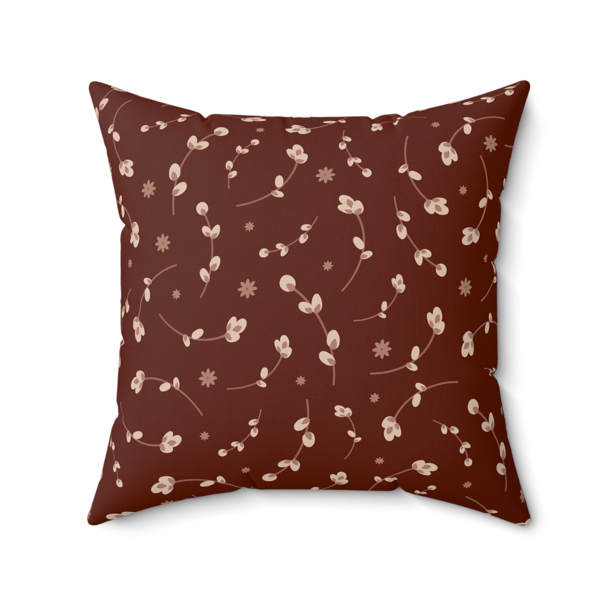 Rust Floral Accent Pillow