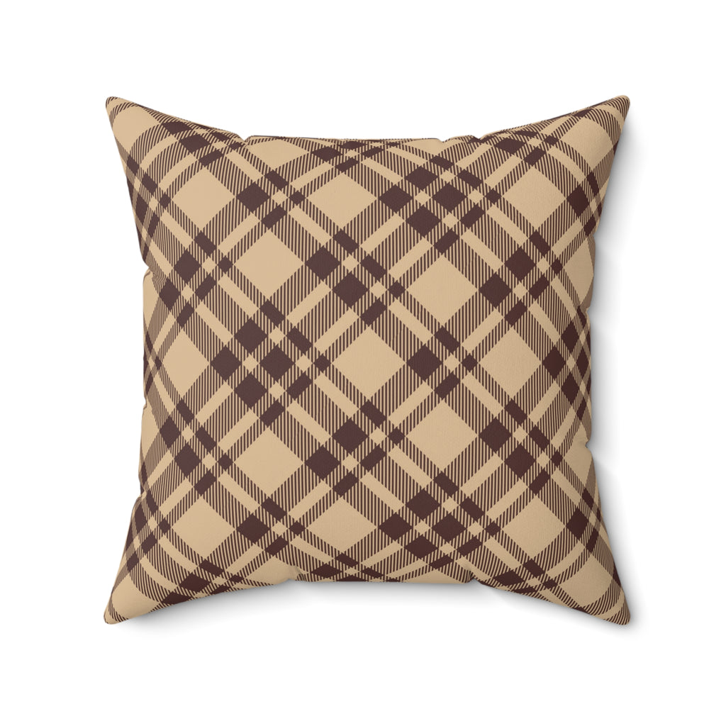 Neutral Beige Plaid Pillow