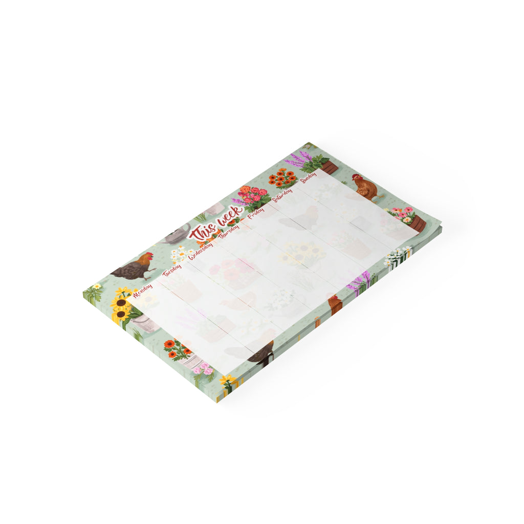Hens In The Garden Weekly Planner 10x6 Post-it Note Pad