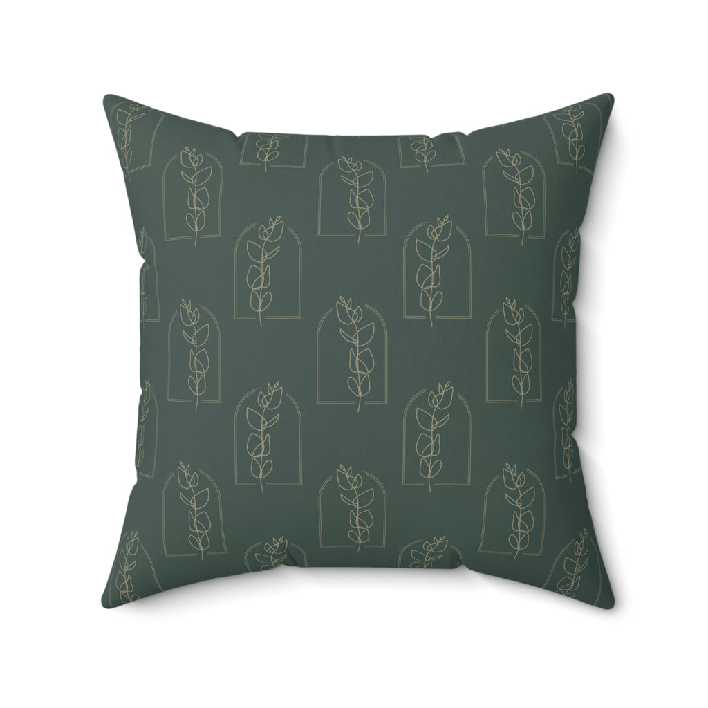 Green Floral Accent Pillow