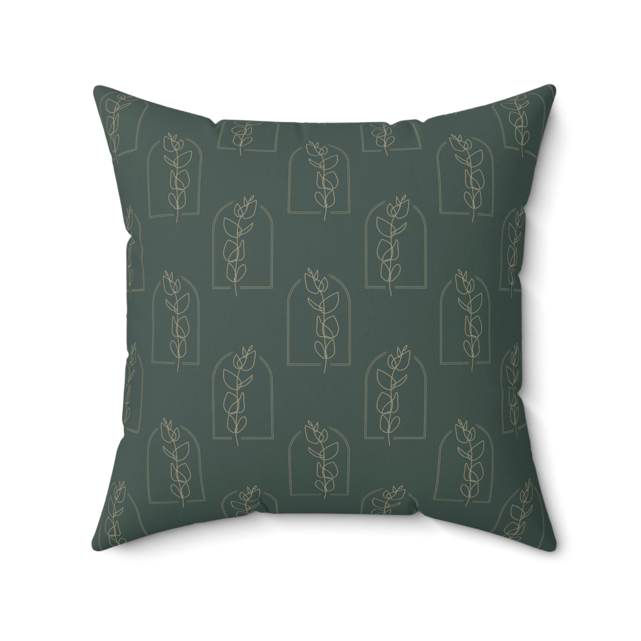 Green Floral Accent Pillow