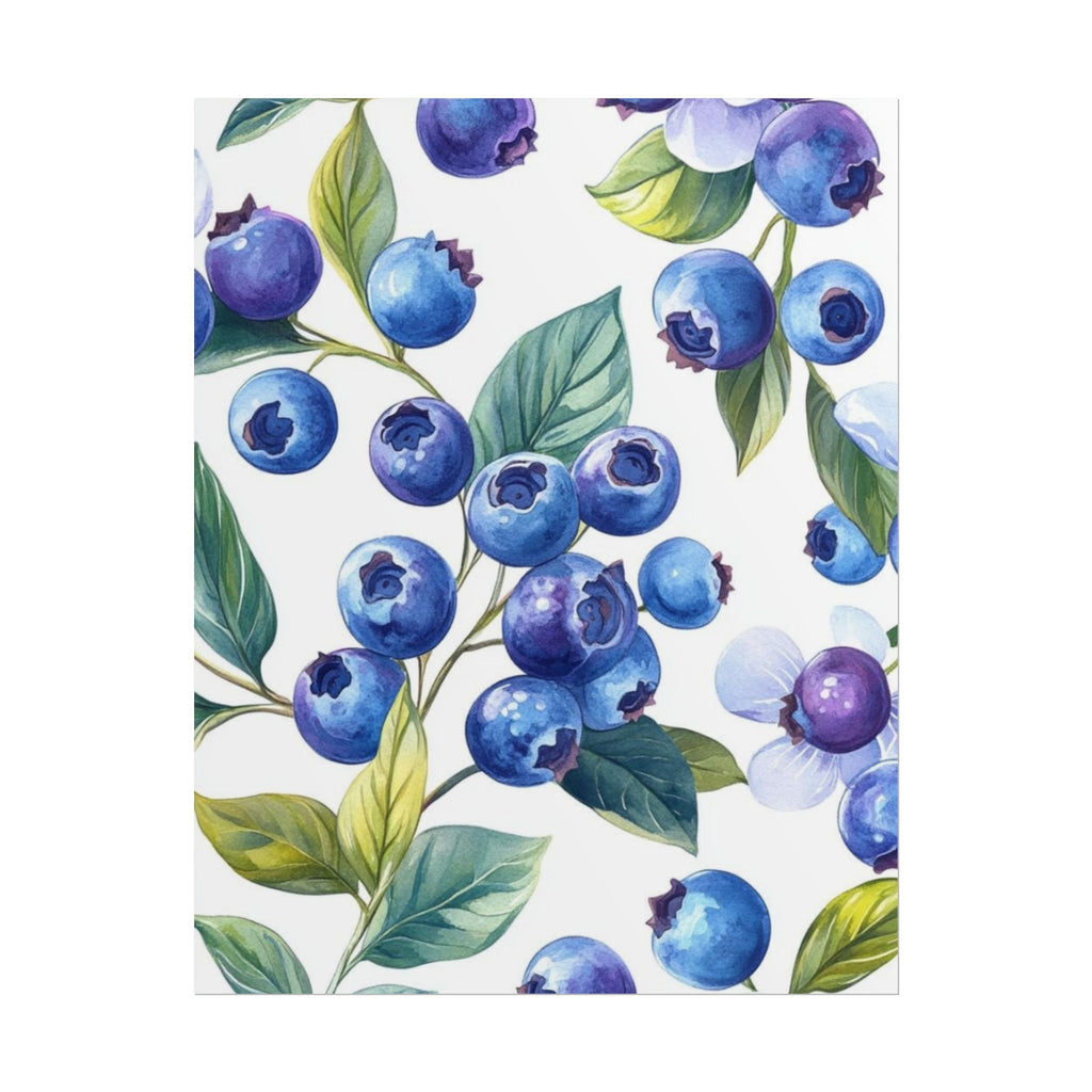Watercolor Blueberries Unframed Poster