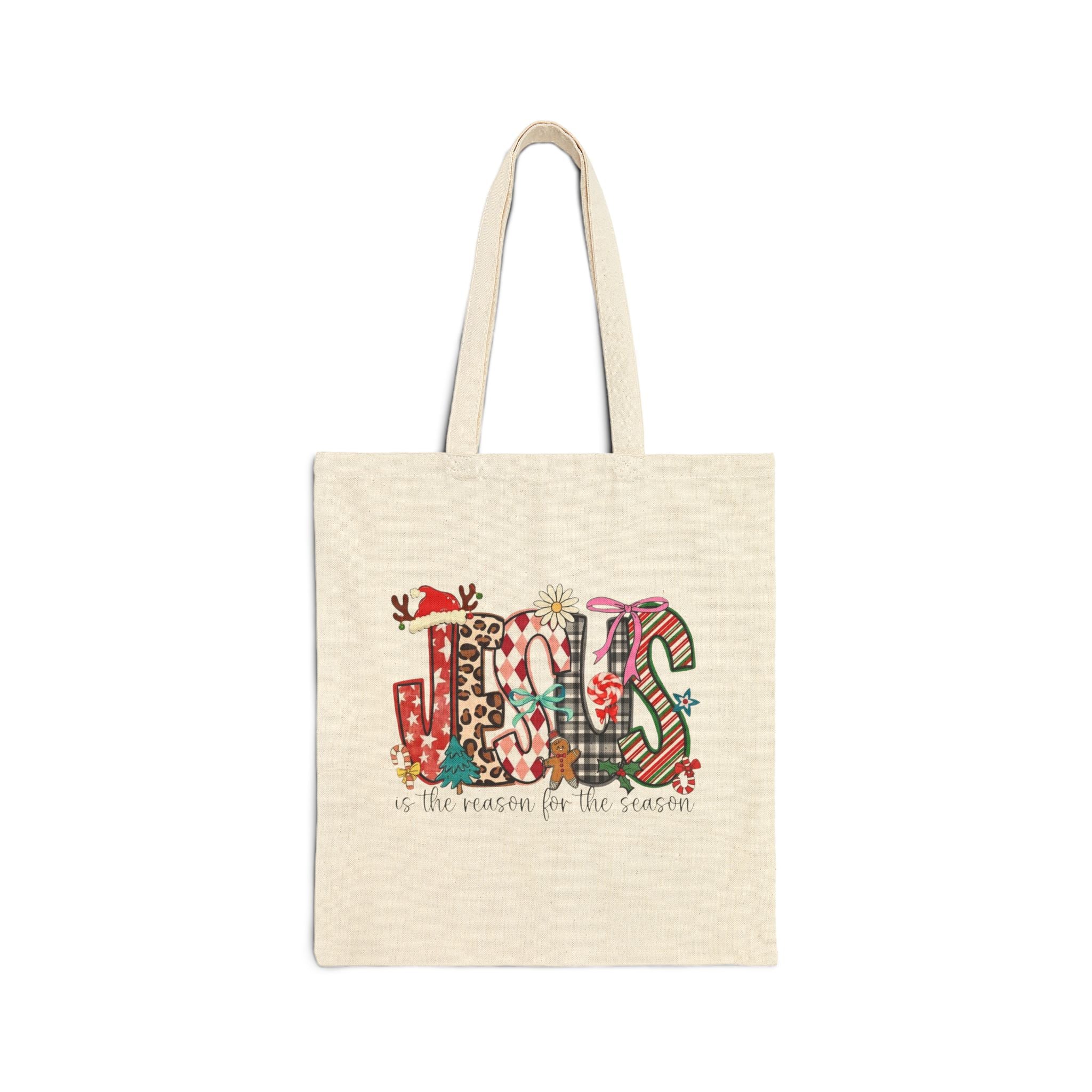 Jesus Is The Reason For The Season Canvas Tote