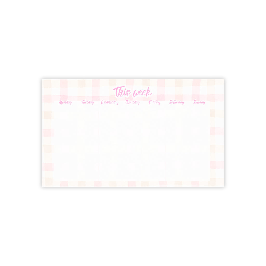 Pink Plaid Weekly Planner 10x6 Post-it Note Pad