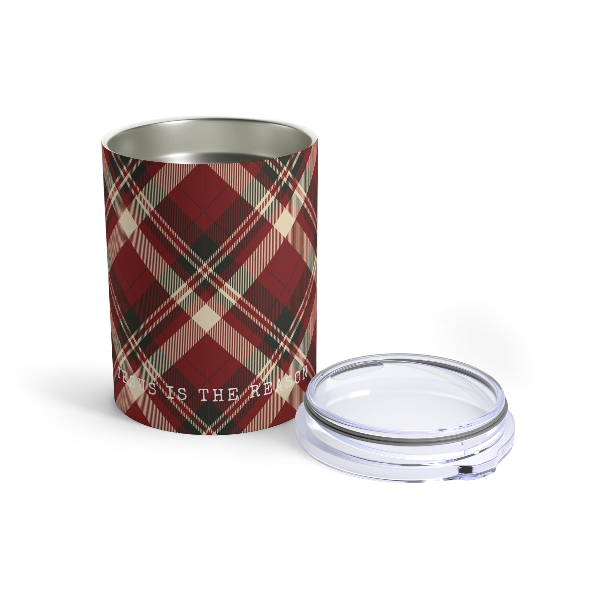Red Plaid Jesus Is The Reason Mini Tumbler