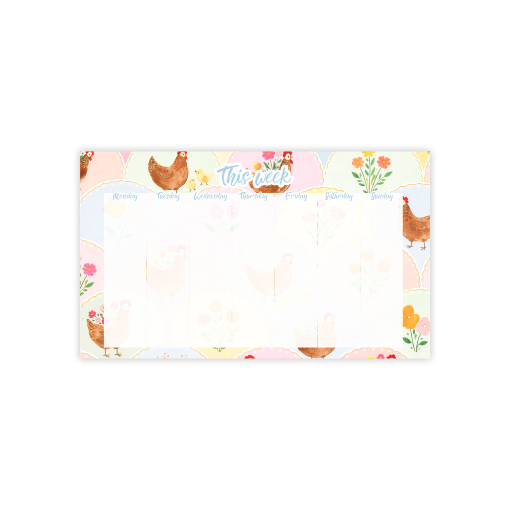 Chickens & Flower Arch Weekly Planner 10x6 Post-it Note Pad