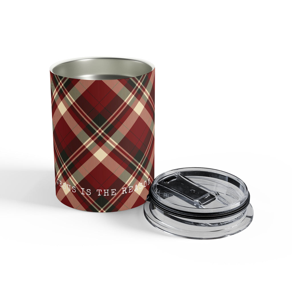 Red Plaid Jesus Is The Reason Mini Tumbler