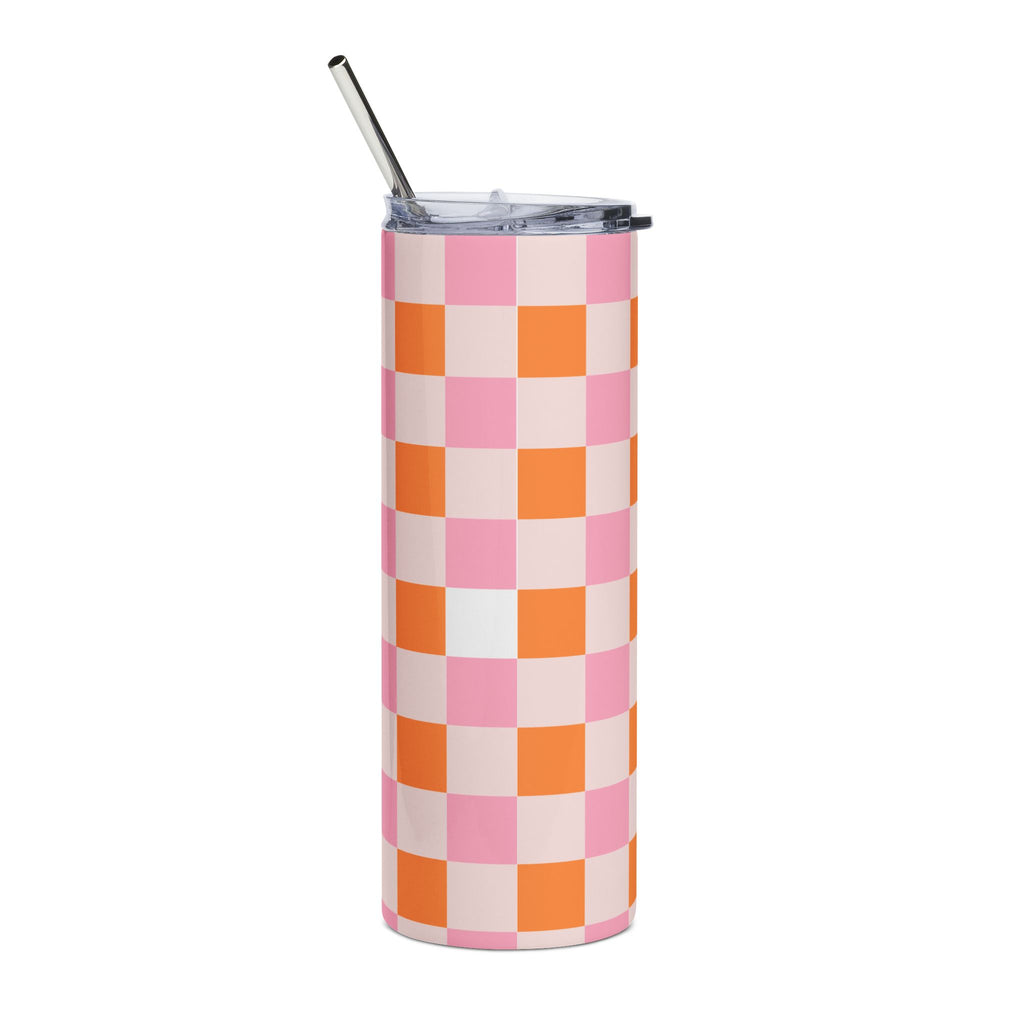 Peachy Pink Plaid 20oz Tumbler