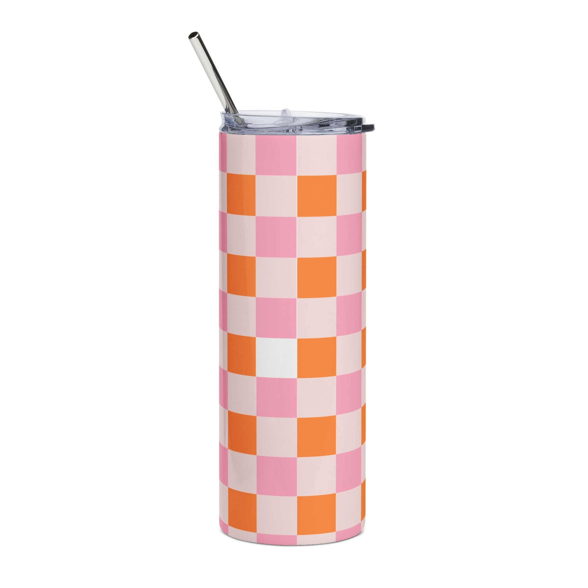 Peachy Pink Plaid 20oz Tumbler
