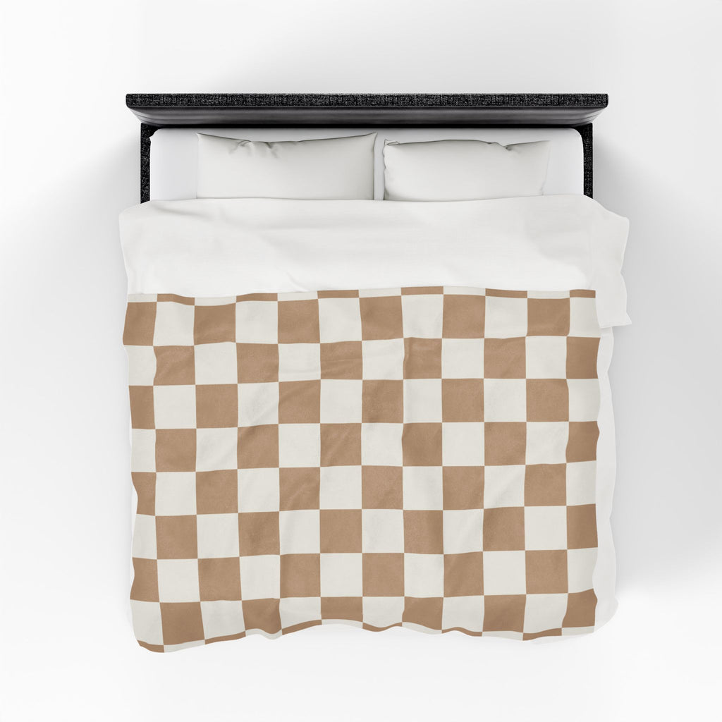 Checkered Beige Oversized Throw Blanket By Little Grace co.