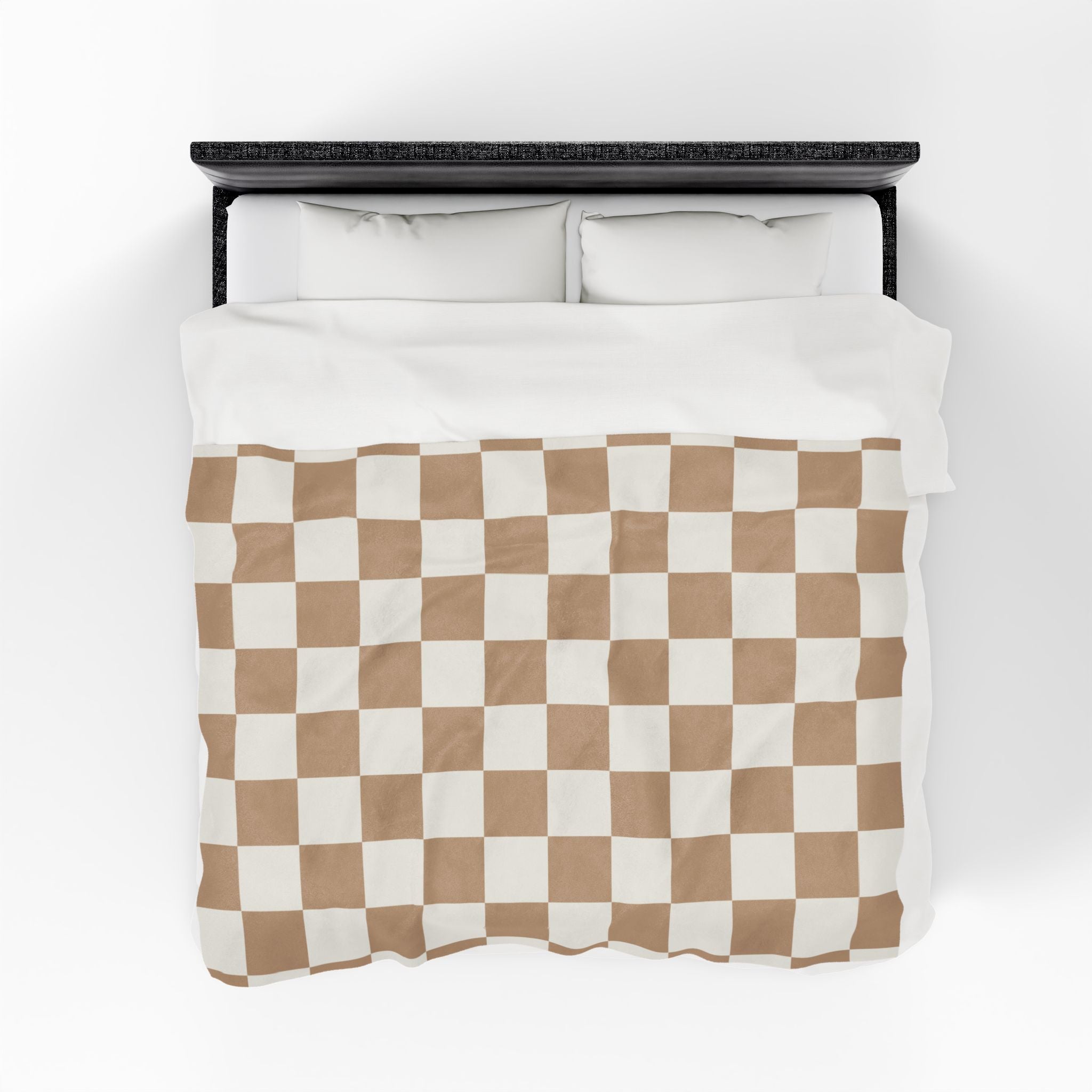 Checkered Beige Oversized Throw Blanket By Little Grace co.