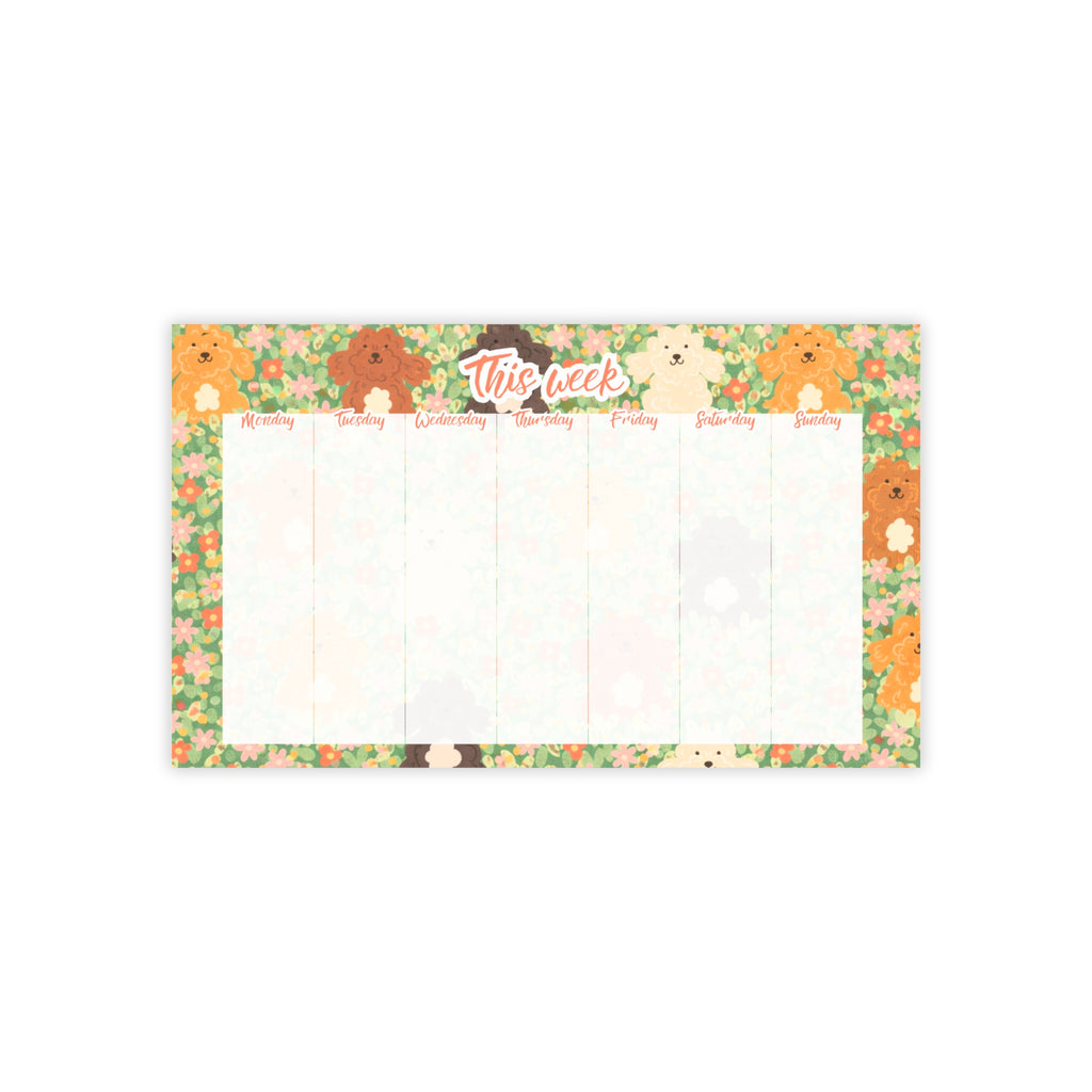 Puppy Garden Weekly Planner 10x6 Post-it Note Pad