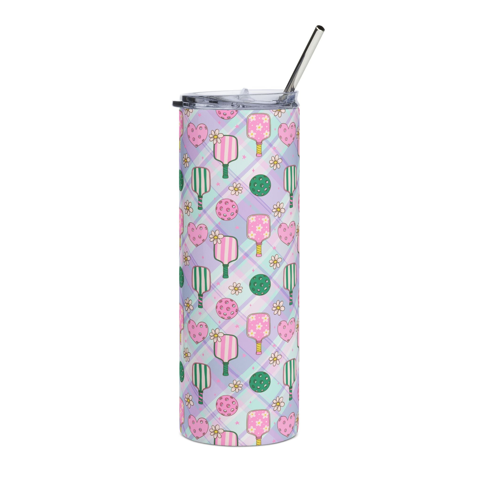 Preppy In Plaid & Pickleball 20oz Tumbler