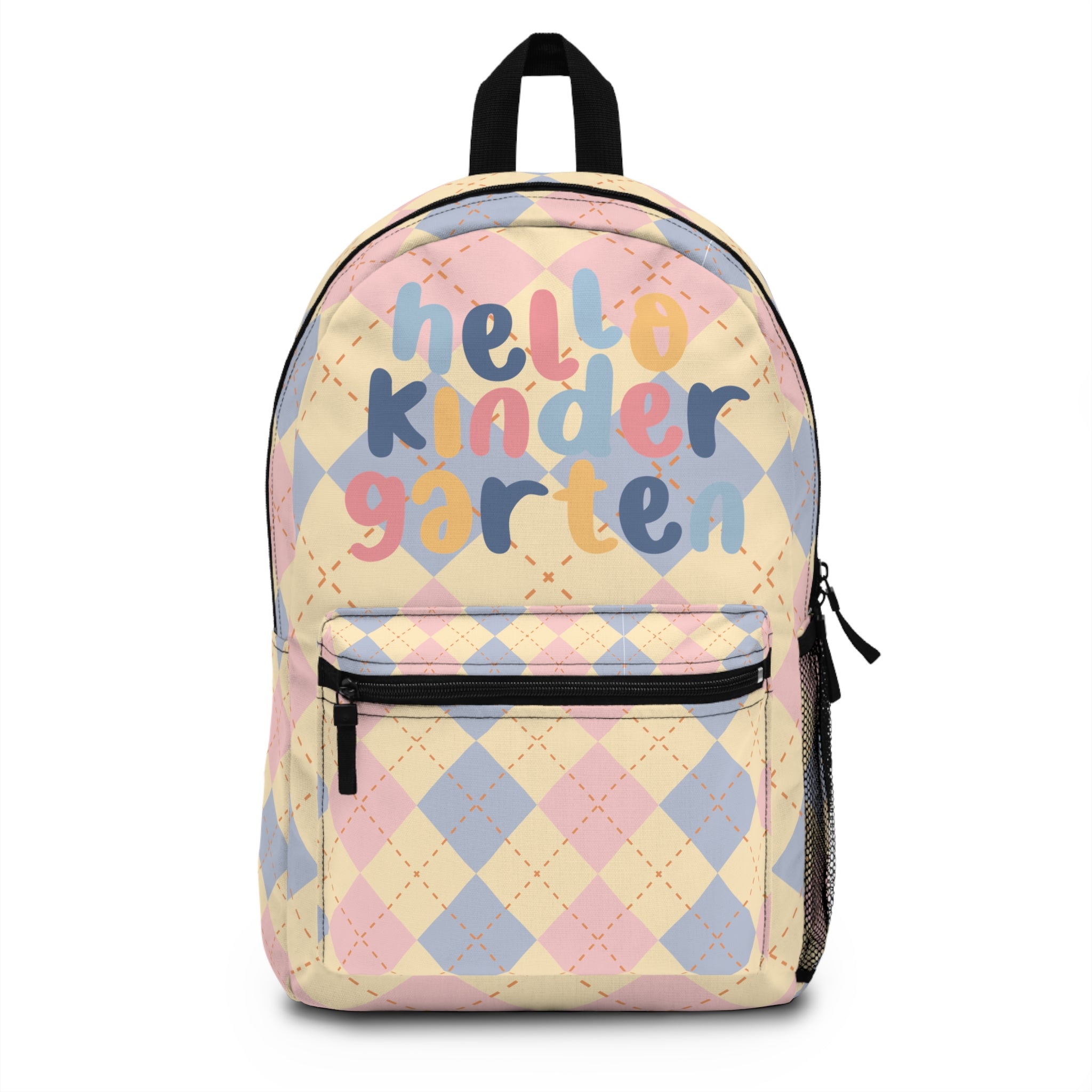 Hello Kindergarten Plaid Backpack