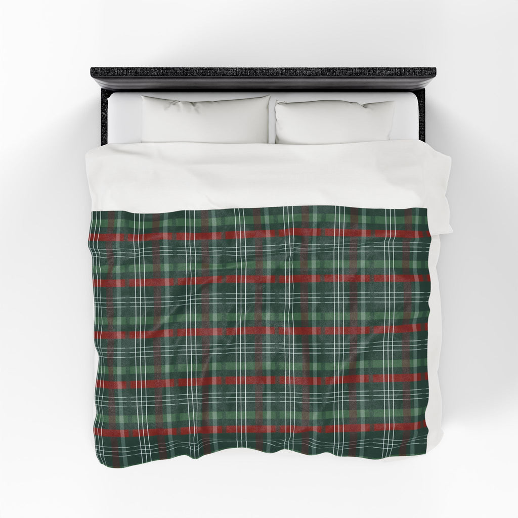 Green & Red Plaid Oversized Throw Blanket By Little Grace co.