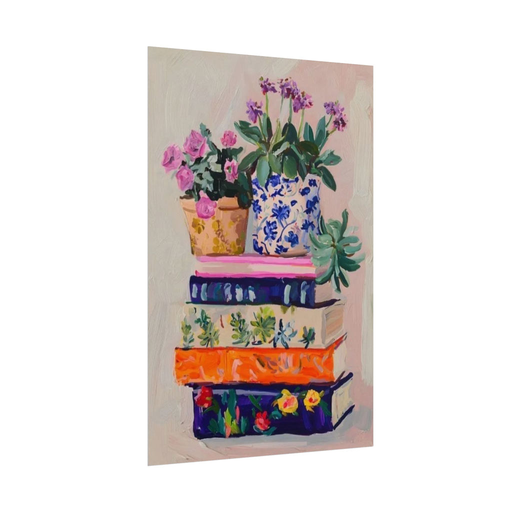 Painted Stack Of Books Unframed Poster