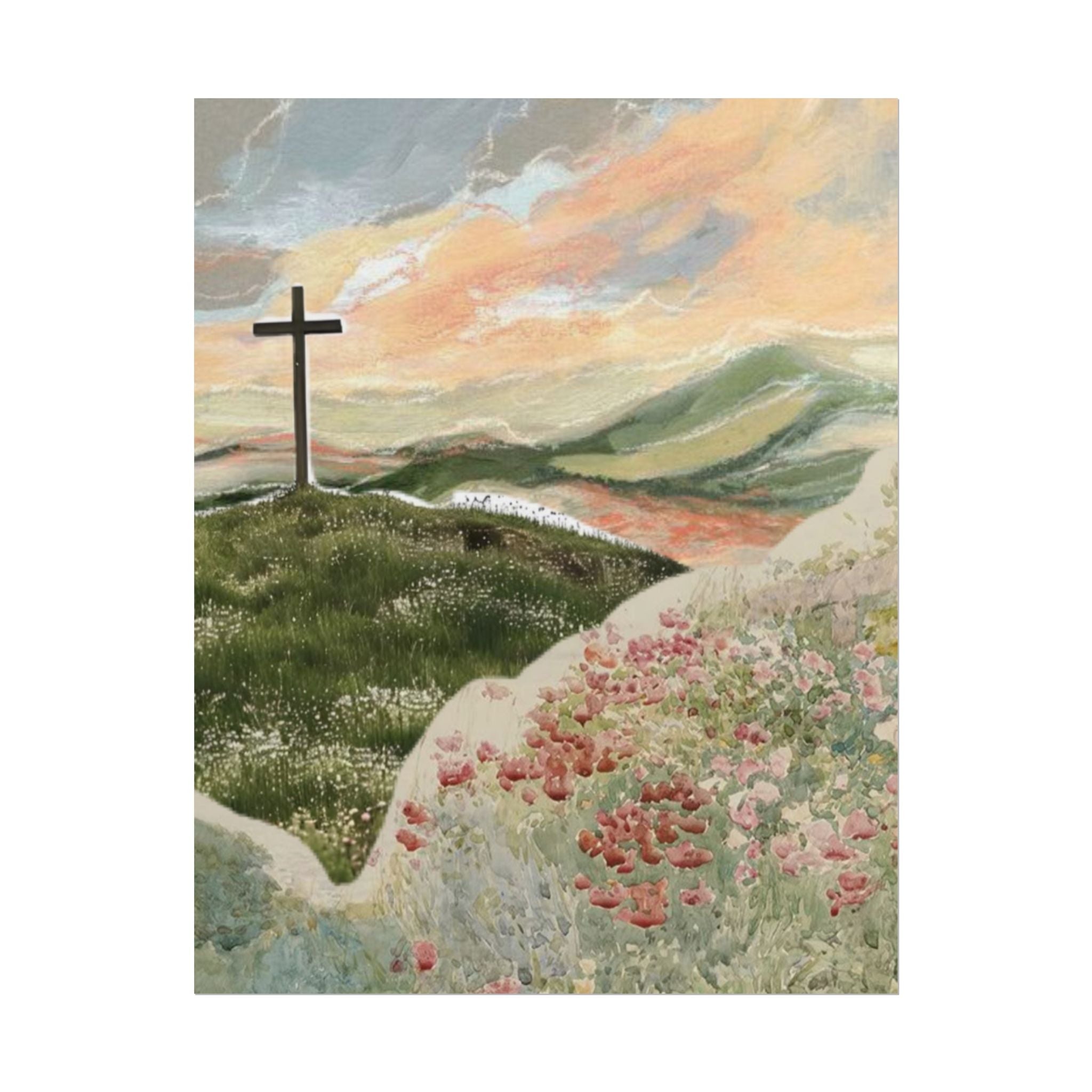 Cross In Blooming Fields Unframed Poster