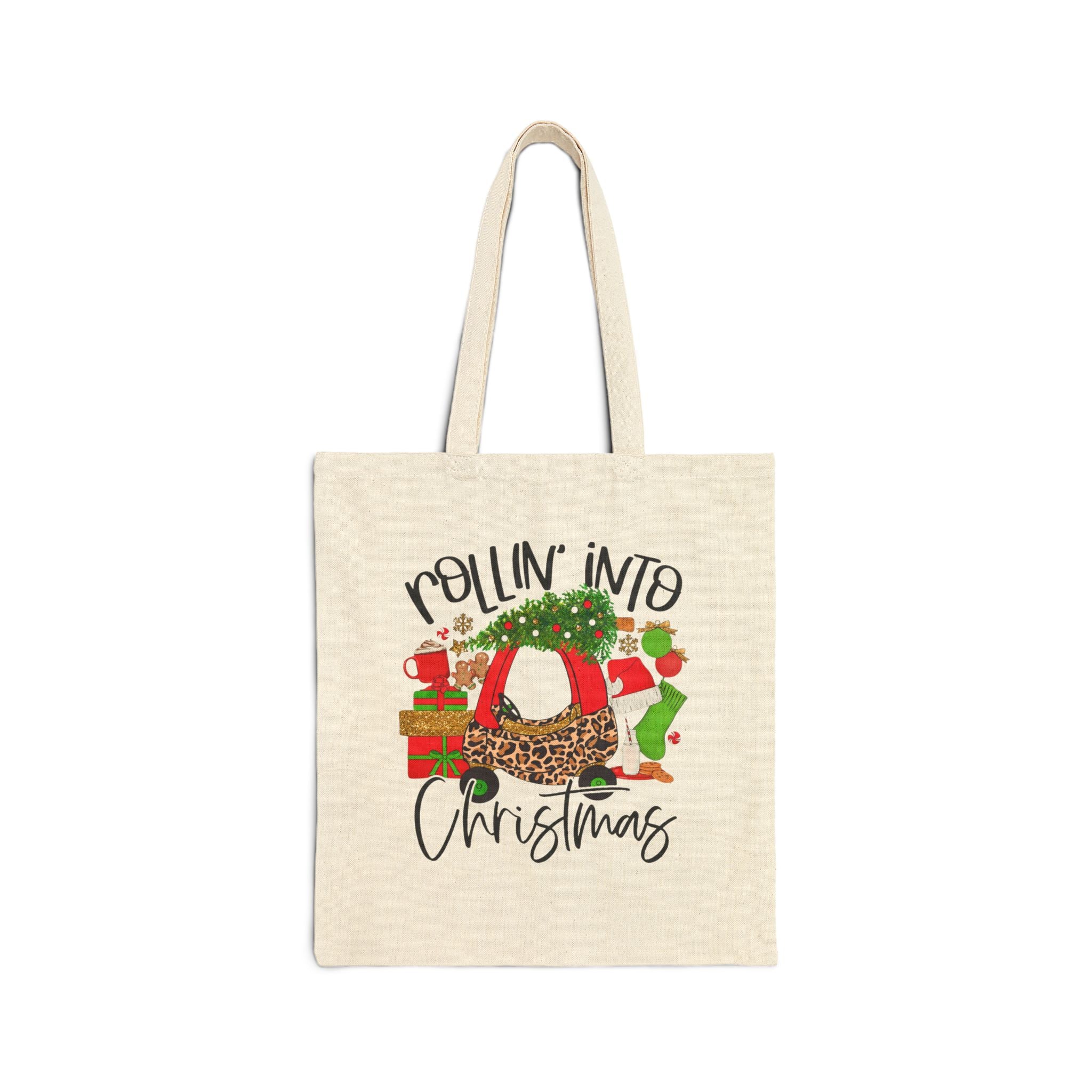 Rollin Into Christmas Canvas Tote