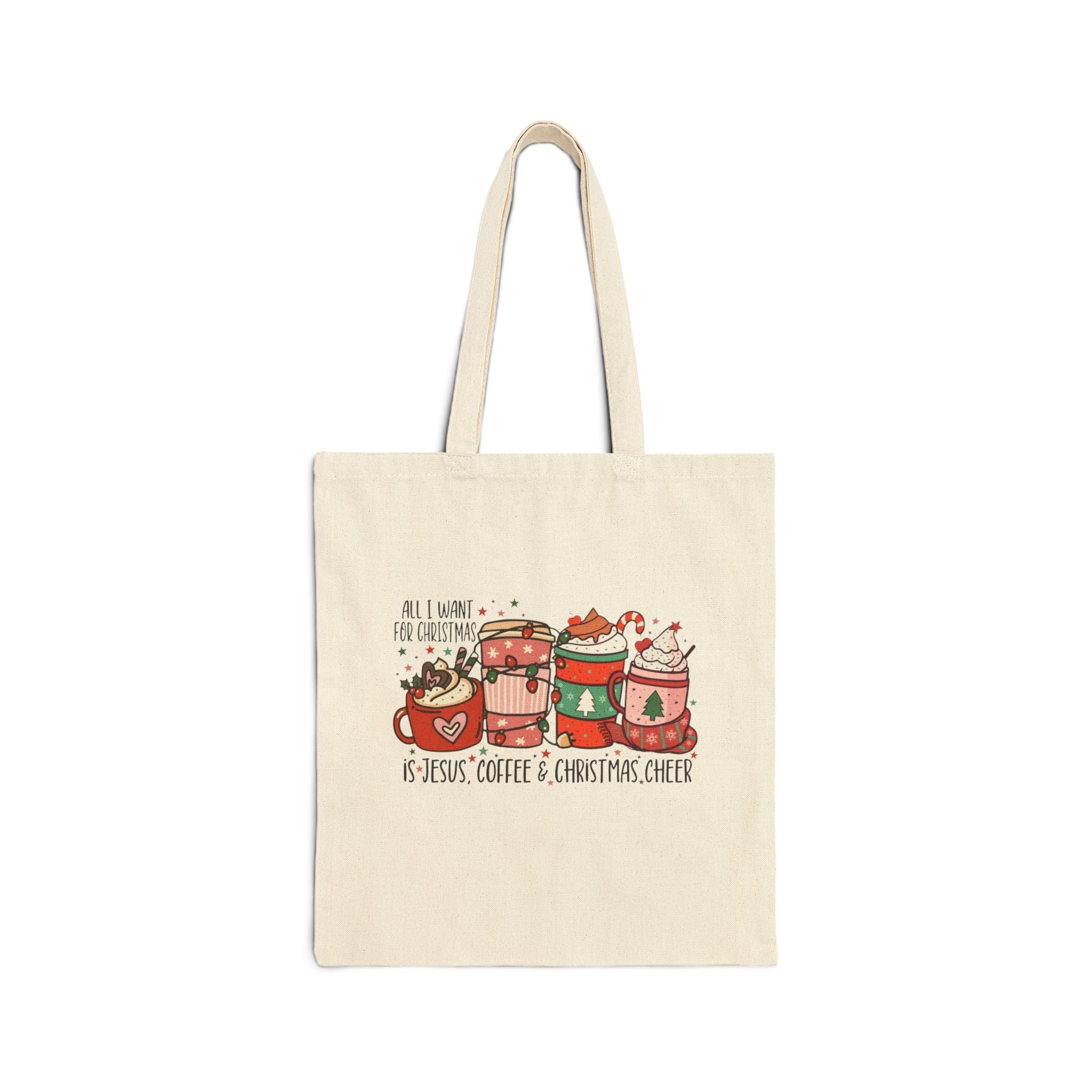 Jesus, Coffee, & Christmas Cheer Canvas Tote