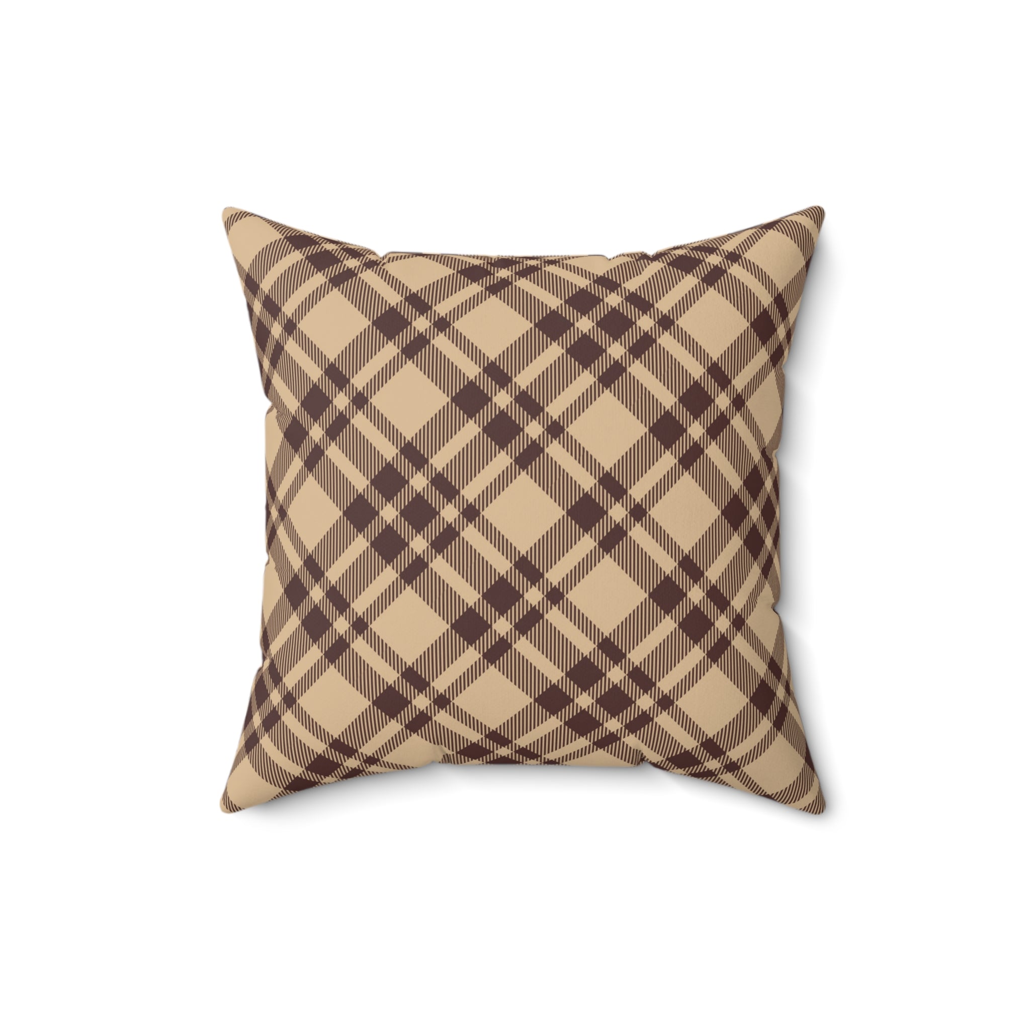 Neutral Beige Plaid Pillow