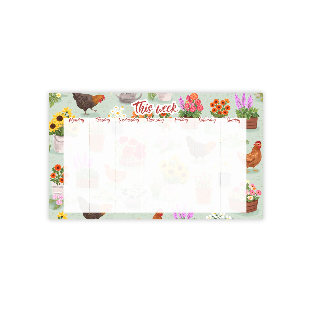 Hens In The Garden Weekly Planner 10x6 Post-it Note Pad
