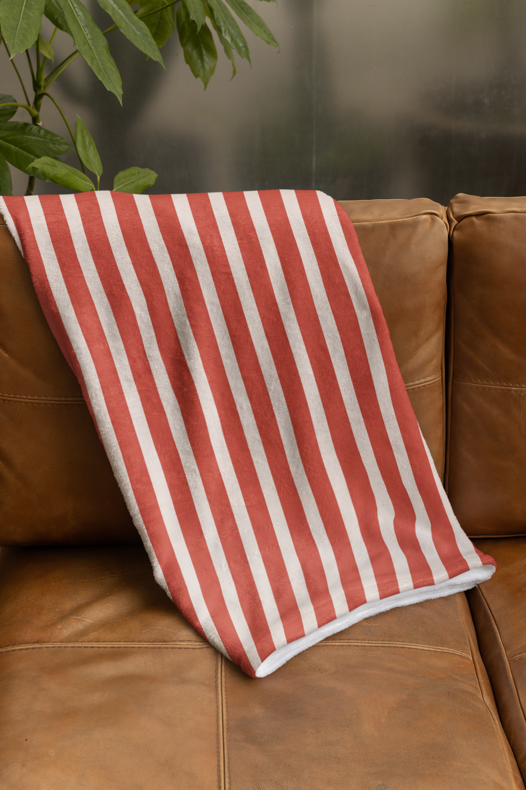 Beige & Red Striped Oversized Throw Blanket By Little Grace Co.