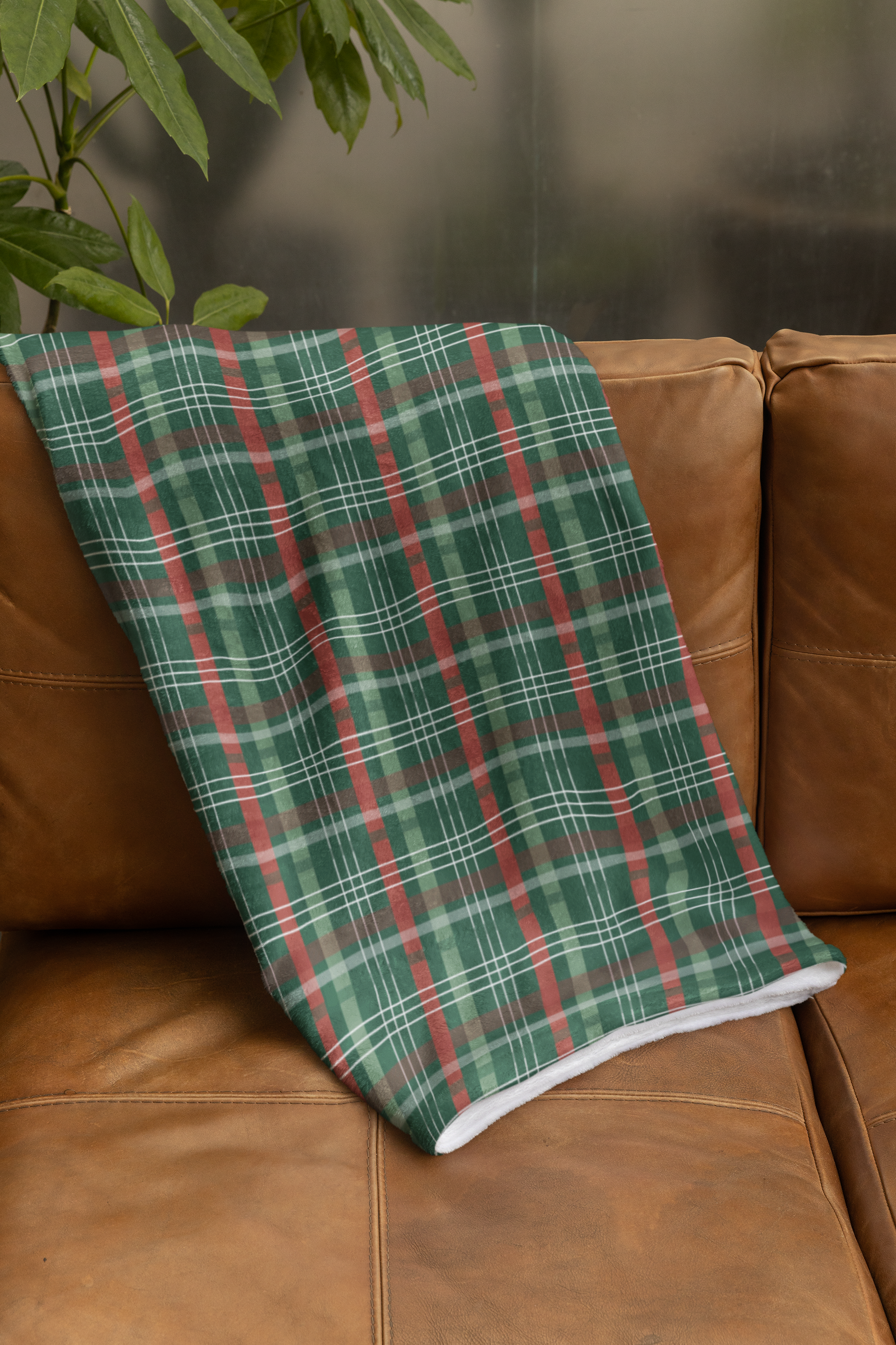 Green & Red Plaid Oversized Throw Blanket By Little Grace co.