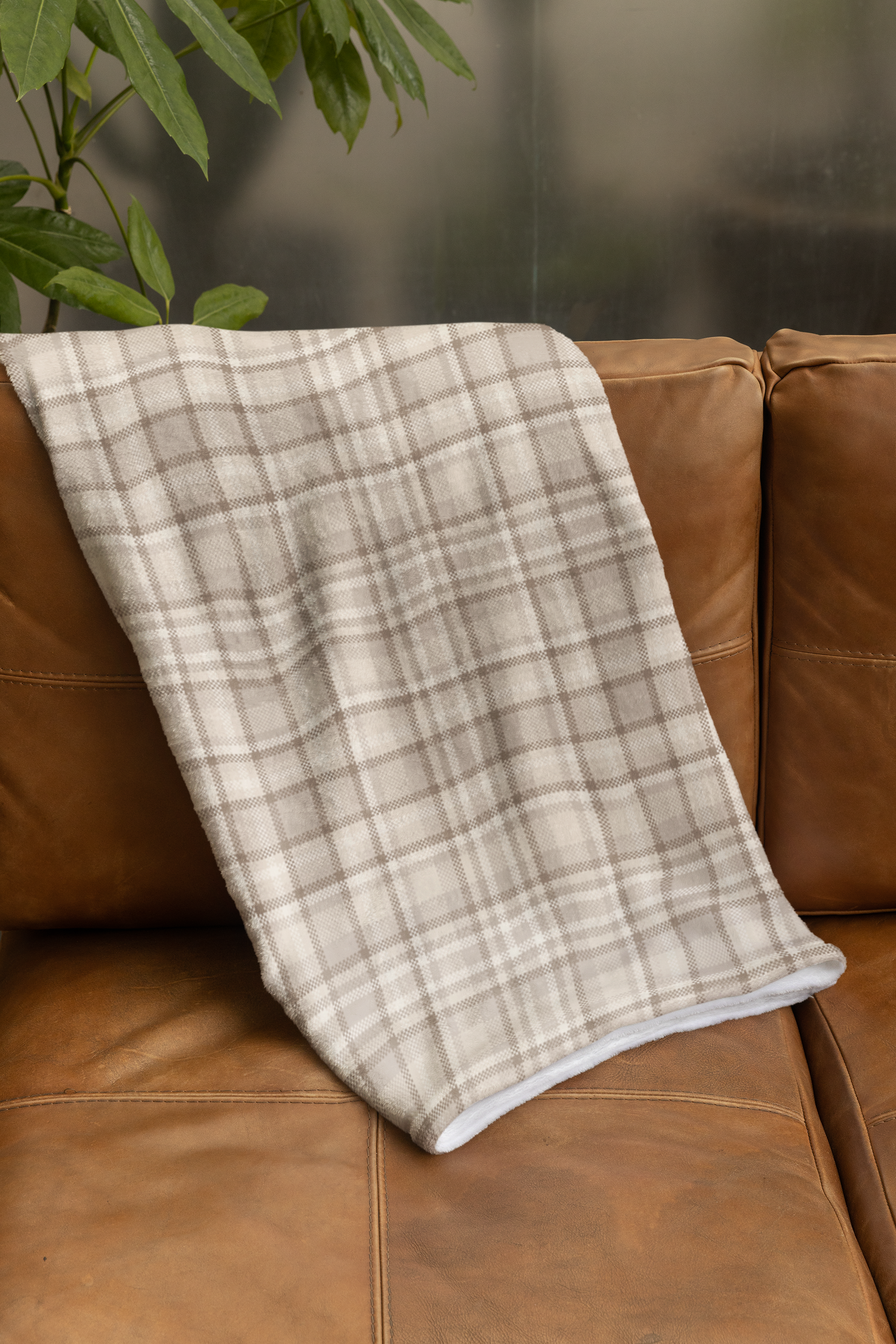 Tan Plaid Oversized Throw Blanket By Little Grace co.
