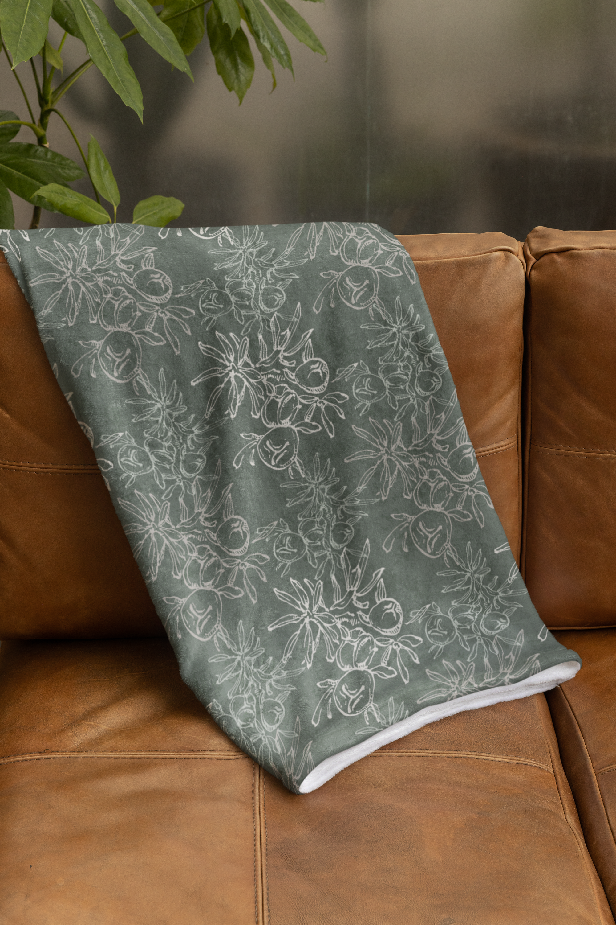 Peachy Green Oversized Throw Blanket By Little Grace co.