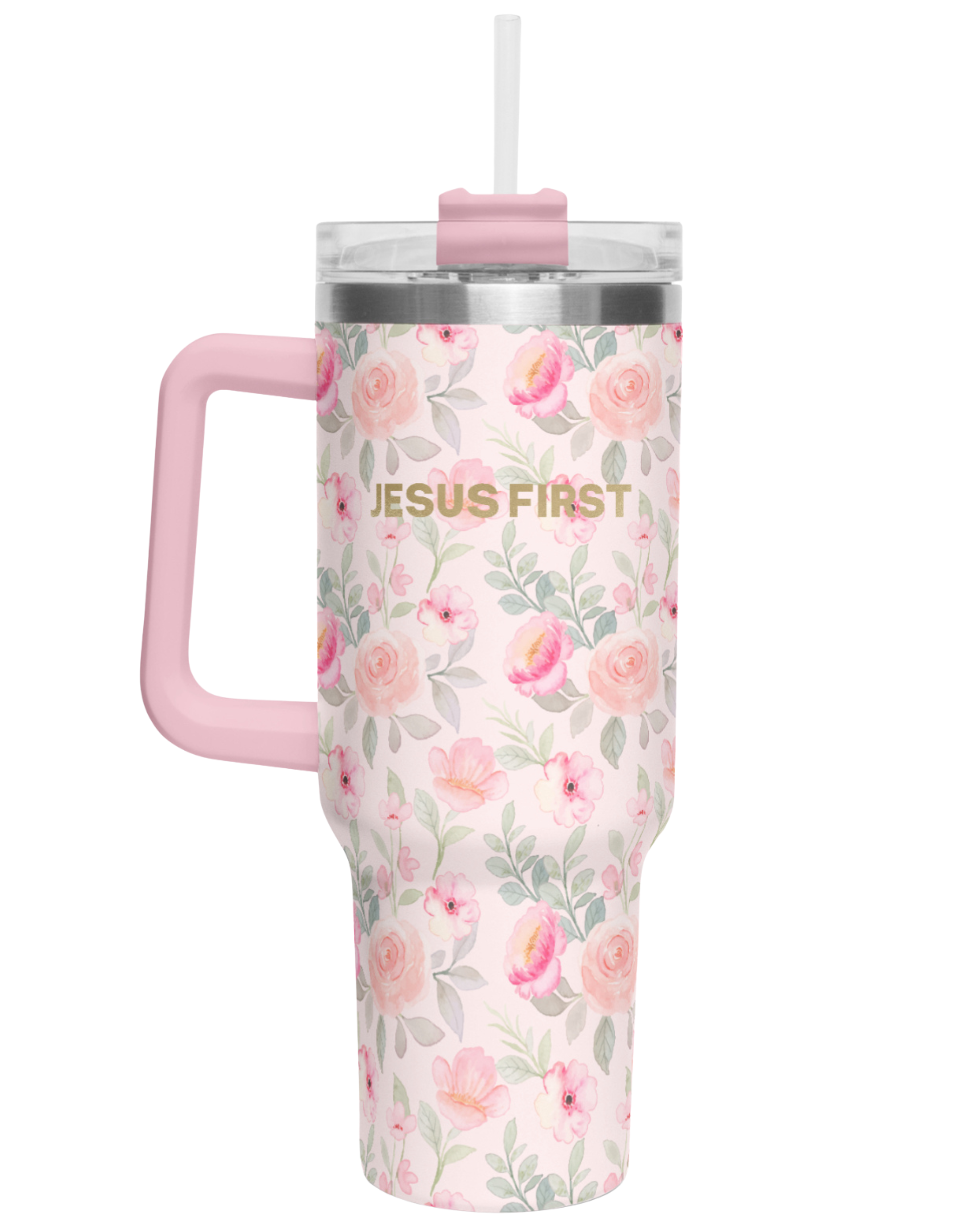 Jesus First Light Pink Flower 40oz Tumbler
