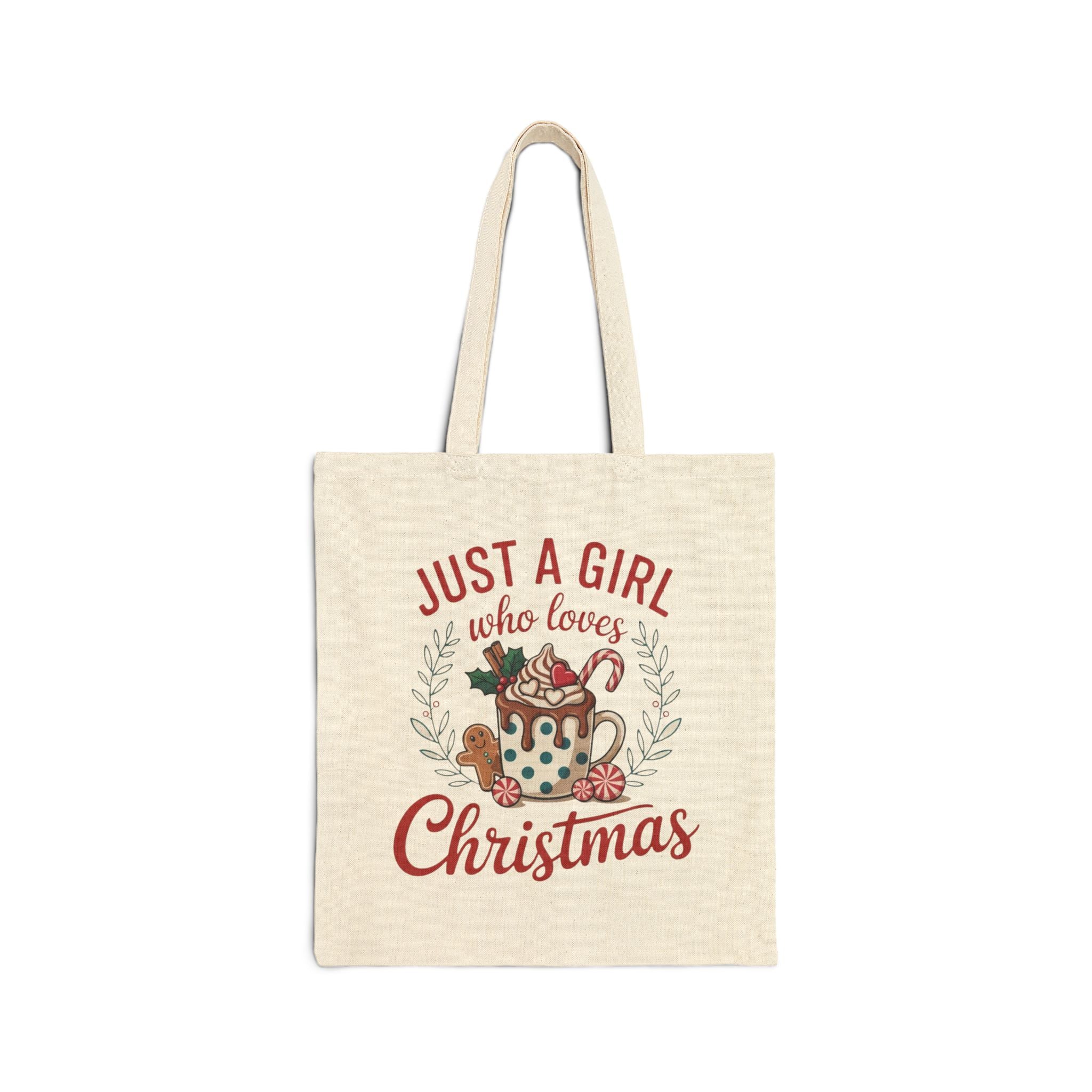 Just A Girl Who Loves Christmas Canvas Tote