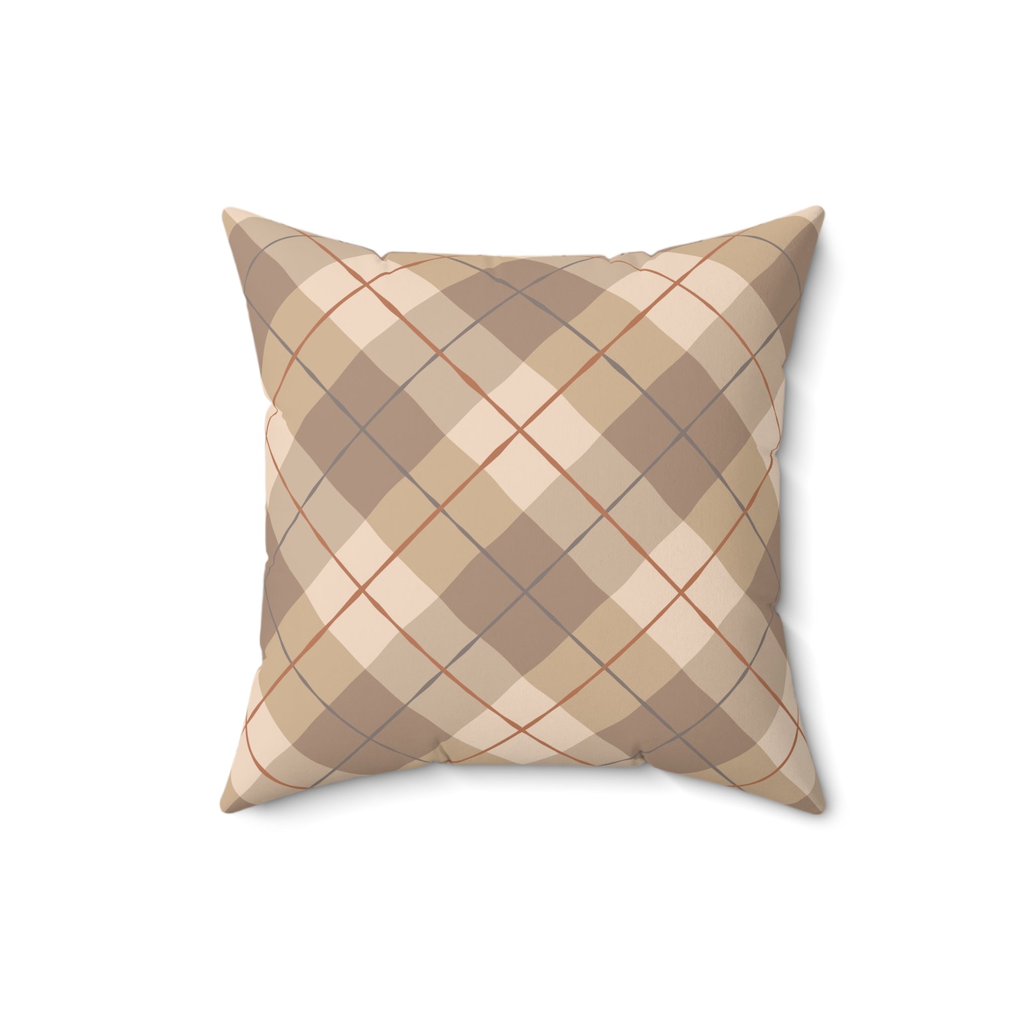 Beige Plaid Pillow