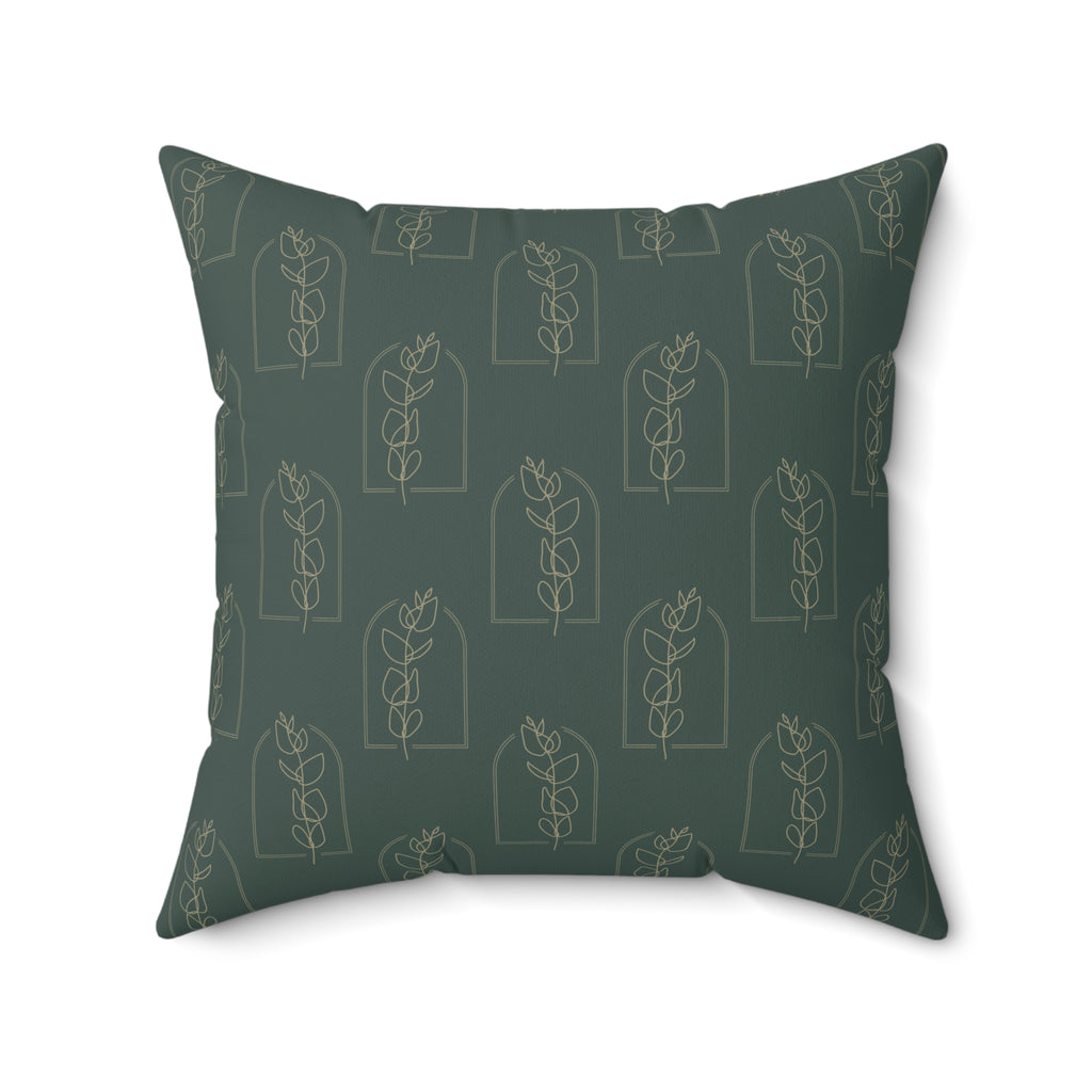 Green Floral Accent Pillow