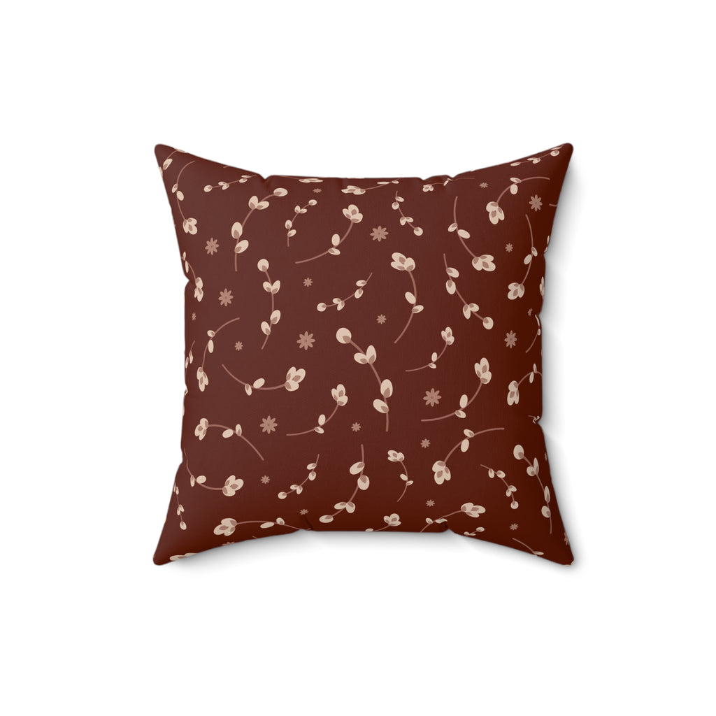 Rust Floral Accent Pillow