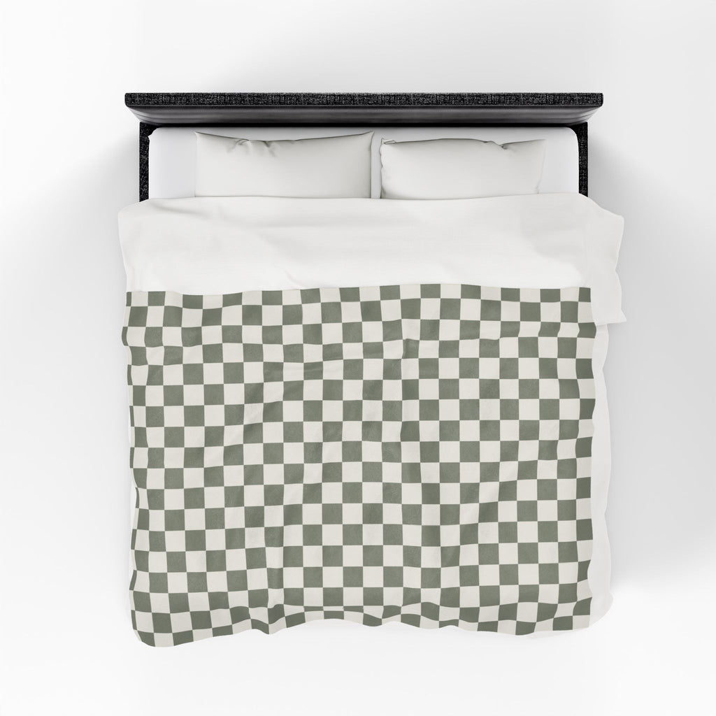 Green Checkered Oversized Throw Blanket By Little Grace co.