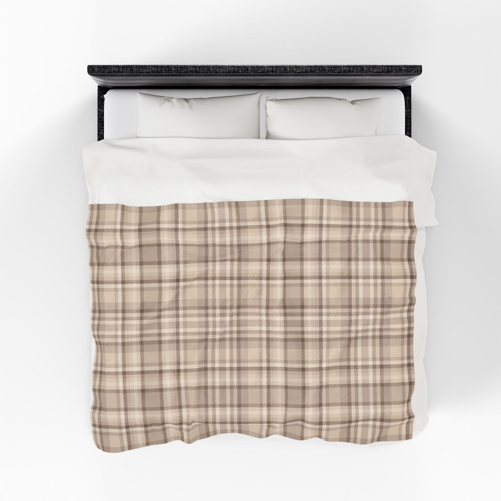 Tan Plaid Oversized Throw Blanket By Little Grace co.