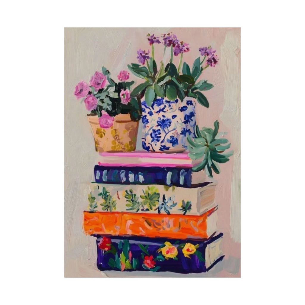 Painted Stack Of Books Unframed Poster