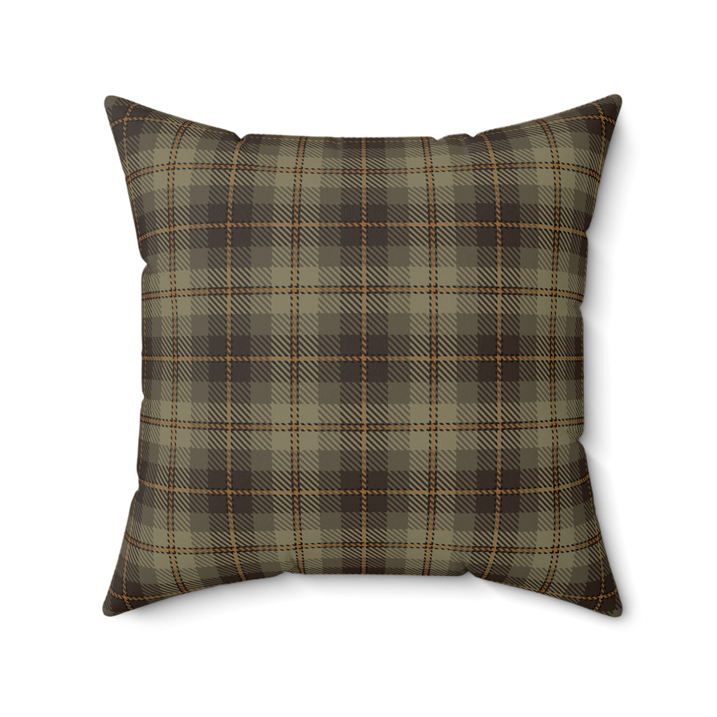 Green Brown Plaid Pillow