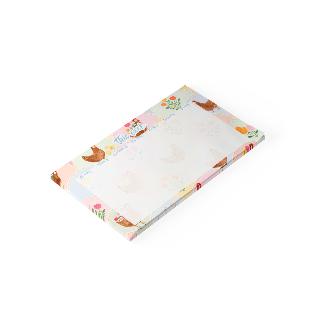 Chickens & Flower Arch Weekly Planner 10x6 Post-it Note Pad