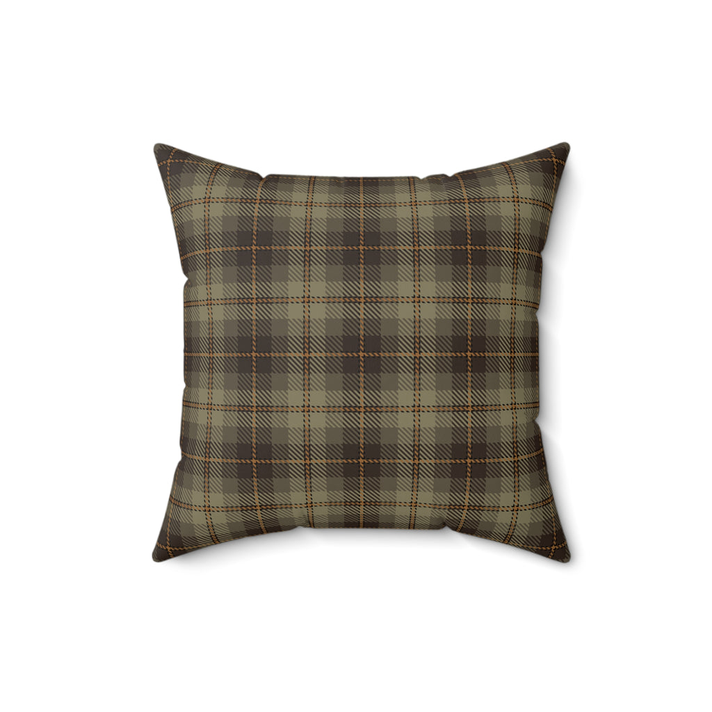Green Brown Plaid Pillow