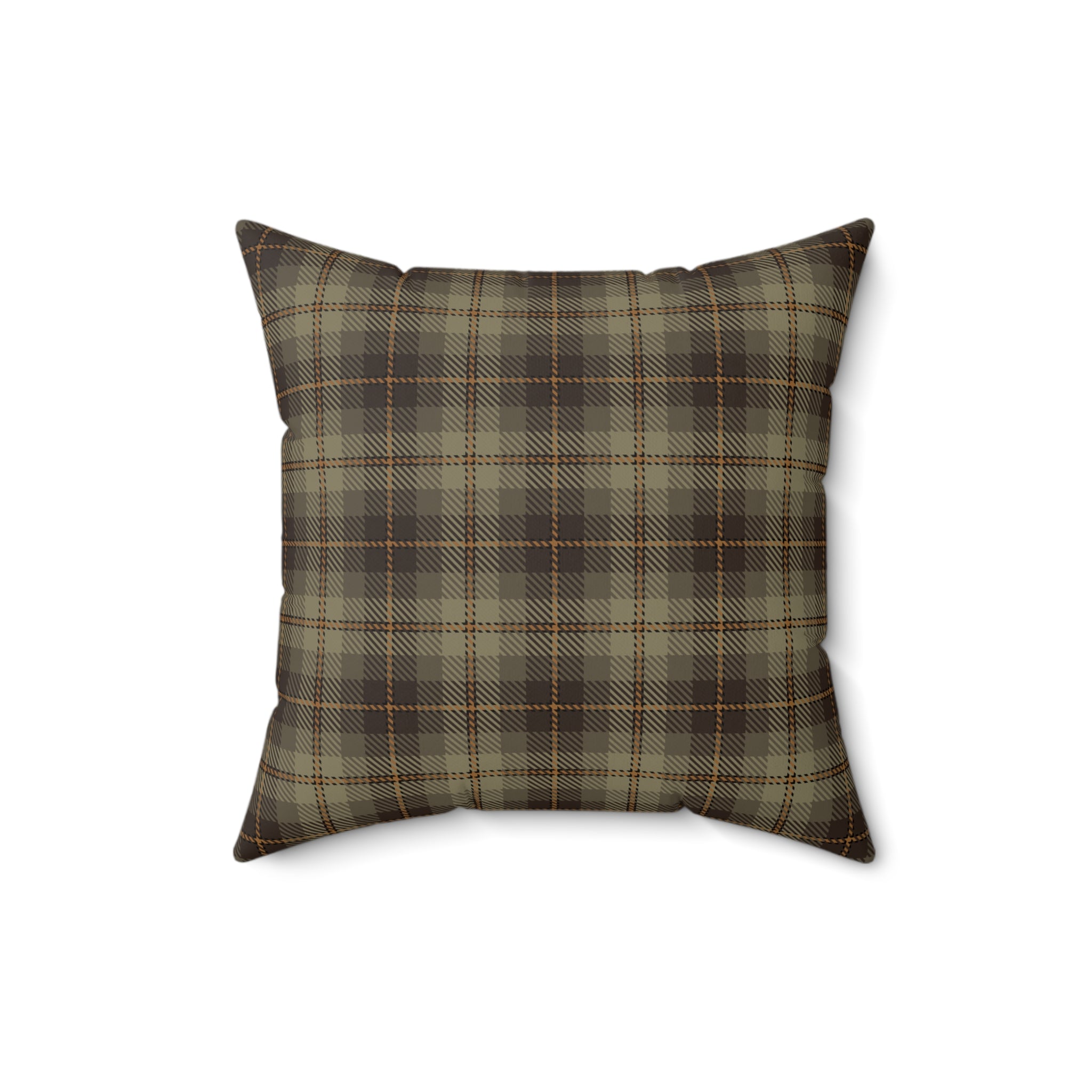 Green Brown Plaid Pillow