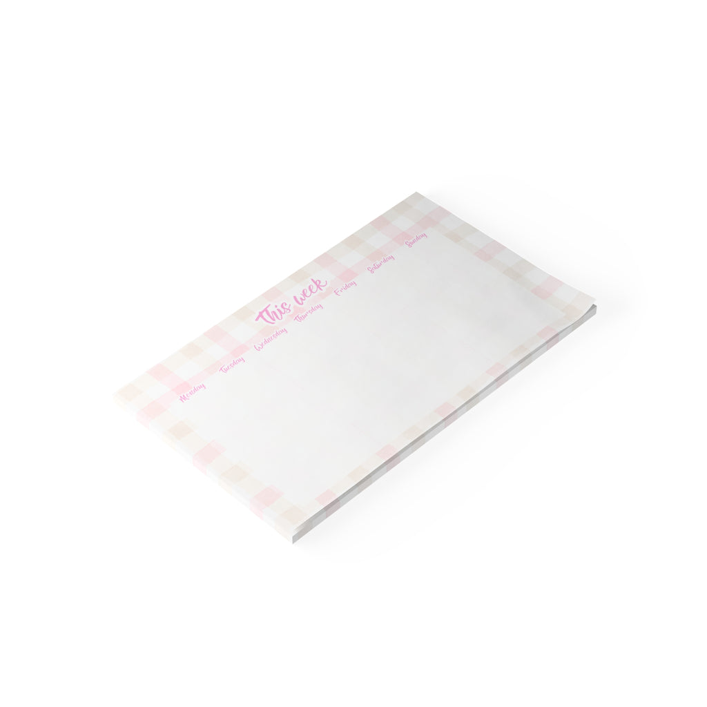 Pink Plaid Weekly Planner 10x6 Post-it Note Pad