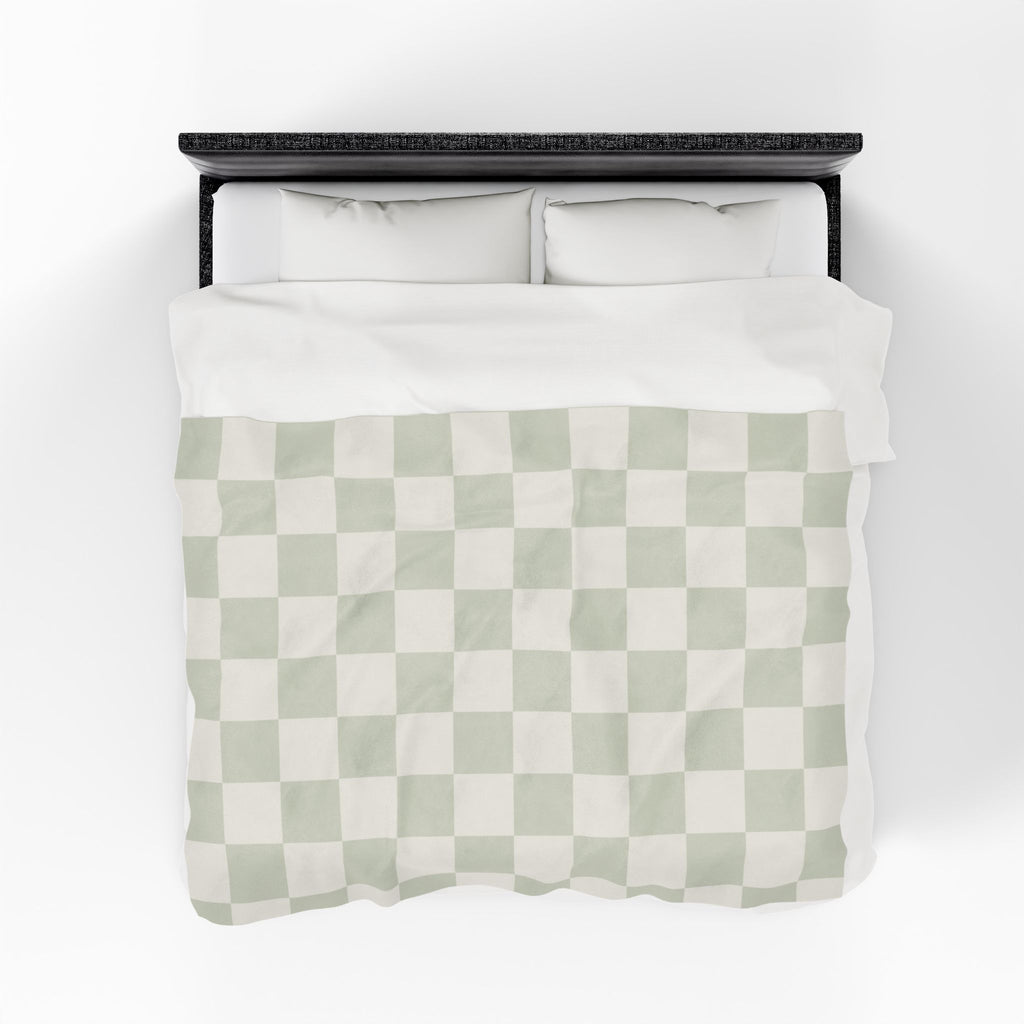 Checkered Sage Oversized Throw Blanket By Little Grace co.