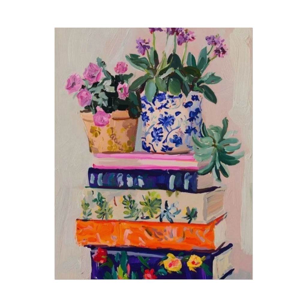 Painted Stack Of Books Unframed Poster
